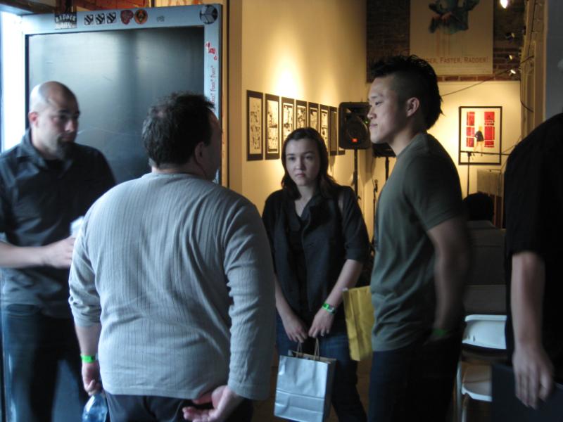 David Wohl, Sonia Oback, and Mike Choi talk shop.