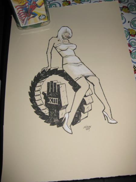 Exclusive art drawn by cover artist Dave Johnson for raffle.