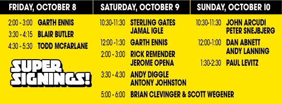 Midtown Comics Booth Schedule for NYCC 2010