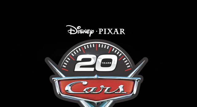 SF – Cars 20th Anniversary Q&A | July 25th Disney Pixar "Cars" 20th anniversary logo featuring a speedometer and the word "Cars" on a red grille emblem, set against a black background.