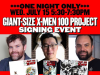 IL – Giant-Size X-Men 100 Project Signing | July 15 Promotional poster for a Giant-Size X-Men 100 Project signing event at Howling Pages in Chicago on July 15, featuring three men and comic book covers.