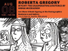 WA – Bitchy Art Show + Signing | Aug 8th Poster for Roberta Gregory’s art show and book signing, featuring drawn characters reading, event details, and a yellow “50 In-Person Event” badge.