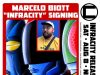 IL – Infracity Signing | Aug 8th Poster for the "Infracity" comic release signing event with creator Marcelo Biott's photo, event details, comic logo, and a brief synopsis at the bottom.