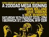 UK – 2000AD Megasigning | Aug 15th Poster for a 2000AD Mega Signing event with comic artists, featuring yellow-toned artwork of Judge Dredd and Judge Death, held on August 15, 2026, at Gosh! Comics in London.