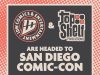IDW SDCC 2026 Signing Schedule IDW Comics & Entertainment and Top Shelf Productions logos with text: "Are headed to San Diego Comic-Con" on a dotted background.