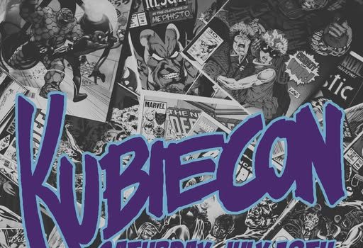 KubieCon 2026 Announces Guest Lineup Overhead view of sneakers on a floor covered with comic books, with bold text reading "KUBECON" and "Saturday, July 18th" across the image.