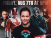 MO – Power Ranger Signing | Aug 7th A man stands in front of superhero characters, with event details for Massey's Comics in Lebanon, MO on Friday, August 7th at 5 PM. Phone number and address are displayed.