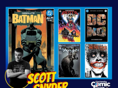 Absolute Scott Snyder Experience at 2026 Cincinnati Comic Expo Comic book covers by Scott Snyder are displayed, including Batman and Detective Comics, alongside a photo of Snyder and the Cincinnati Comic Expo logo, with event dates September 25-27.