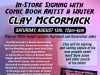 MA – Hard Style Juice Signing | Aug 15th Poster for Clay McCormack’s in-store comic signing event on August 15th at That’s Entertainment, featuring details about his work and new graphic novel “Hard Style Juice.”.