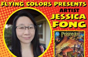 CA – Poison Ivy #47 Signing | Aug 26th A woman smiles at the camera next to the cover of “Poison Ivy #47.” Event details for a comic release on Wednesday, August 26, 11AM-2PM, featuring artist Jessica Fong, are displayed.