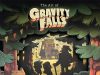 CA – Art of Gravity Falls Signing | Sept 26th Book cover of “The Art of Gravity Falls” featuring silhouettes of three characters approaching the Mystery Shack, framed by illustrated trees and forest elements.