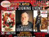 SC – Hammerfist #1 Signing | Aug 29th Comic signing event flyer featuring artist Steve Epting, comic covers, event details, and promotion for exclusive art print at Scratch N Spin on August 29th from 12–2 PM.