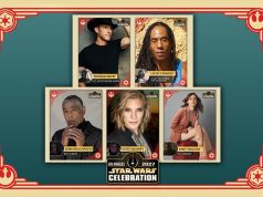 5 New Celebrity Guests Added to Star Wars Celebration LA 2027 Five featured guests for Star Wars Celebration 2027 in Los Angeles are displayed in trading card-style frames against a green background.