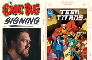 CA – Teen Titans Signing | Sept 2nd Comic book signing event poster featuring writer Kyle Higgins and a Teen Titans comic cover; event details are listed at The Comic Bug in Manhattan Beach on September 2nd, 5-7pm.