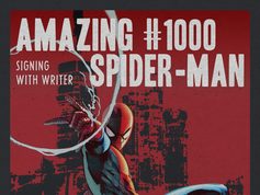 MD – Amazing Spider-Man #1000 Signing | Sept 30th Poster for Amazing Spider-Man #1000 signing event with writer Dan Slott in Annapolis on 9/30/26, 6–8pm. Includes event details, rules, and image of Spider-Man swinging on web.