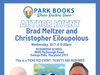MD – We Are The Wright Brothers Signing | Oct 7th Author event flyer for Brad Meltzer and Christopher Eliopoulos at McDonogh School, Owings Mills, Maryland on Wednesday, 10/7 at 6pm. Ticketed event; tickets required. Book cover featured.