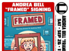 IL – Framed Signing | Sept 26th Promotional poster for “Framed” book signing with author Andrea Bell, featuring book cover art, event details, and a photo of Andrea Bell.