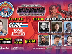 NYC – Energon Universe Signing | Oct 9th Promotional banner for the 4th Annual Energon Universe Group Signing at Midtown Comics, Times Square, featuring creators and event details for October 13 at 7 PM.
