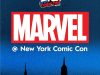 Marvel Panels Announced for NYCC 2026 Marvel logo with text “@ New York Comic Con” on a blue background, with silhouettes of New York skyscrapers at the bottom.