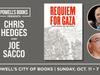 OR – Requiem for Gaza Signing | Oct 11th Event flyer for “Requiem for Gaza” with Chris Hedges and Joe Sacco, featuring author portraits, book cover, and event details for October 11 at Powell’s City of Books.