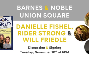 NYC – Book Meets World Signing | Nov 10th Event flyer for a book discussion and signing with Danielle Fishel, Rider Strong, and Will Friedle at Barnes & Noble Union Square on Tuesday, November 10th at 6 PM.