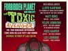 NYC – Toxic Avenger vs Noxious Offender #1 Signing | Oct 10th Comic book poster for “The Toxic Avenger” release party, showing the green superhero standing over a defeated enemy, with event details and guest list on a red and green background.