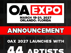 OAX 2027 Announces First Guests OA Expo announcement for March 19-21, 2027, in Orlando, Florida, featuring 44 artists and 43 exhibitors. Get tickets and hotel rooms at www.oax.art.
