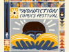 5th Annual Non-Fiction Comics Festival on Nov 14th Poster for The Nonfiction Comics Festival featuring an illustration of a person reading a book, framed by a border of ink bottles, nibs, and geometric patterns.
