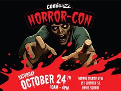 Comicazi Horror-Con on Oct 24th Event poster for Comicazi Horror-Con on Saturday, October 24th, 10am-4pm, at George Dilboy VFW, 351 Summer St., Davis Square.