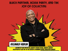 MA – Creativity and Pop Culture Lecture | Oct 22nd Event poster featuring Reginald Hudlin for a lecture titled “Black Panther, House Party, and the Joy of Collecting.” Includes time and location details for the lecture and reception.