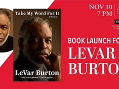 NYC – Take My Word For It Event | Nov 10th Event poster for the LeVar Burton book launch on November 10 at 7 PM at The Great Hall at Cooper Union, featuring his memoir, “Take My Word For It.”