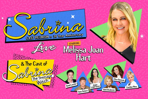 MA – Sabrina the Teenage Witch 30th Anniversary Reunion | Oct 31st Promotional graphic for the “Sabrina the Teenage Witch” 30th Anniversary cast reunion, featuring Melissa Joan Hart and cast members David Lascher, Nate Richert, Jenna Leigh Green, Beth Broderick, and Caroline Rhea.